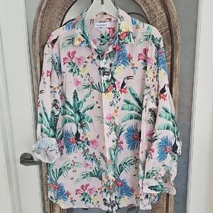 Caribbean Tropical Floral Dress Shirt - Multicolor